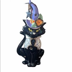 Blue Sky Halloween Cat Tea Light Candle Holder